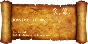 Kanitz Milán névjegykártya